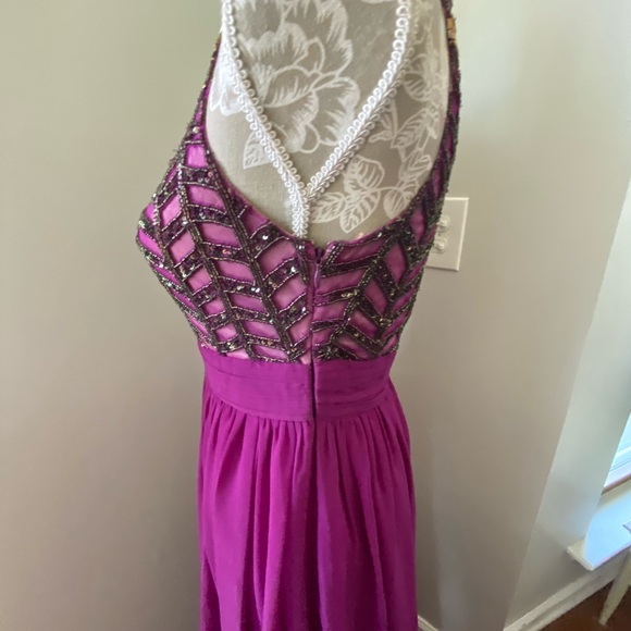 JS Collections Fuchsia Beaded Sleeveless Gown - Picture 9 of 15